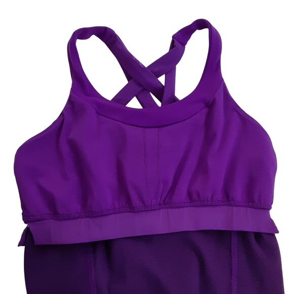 Lululemon Enhearten Tank Top Stripe Tender Violet Black Womens 6 Athletic FLAWED - Picture 3 of 12